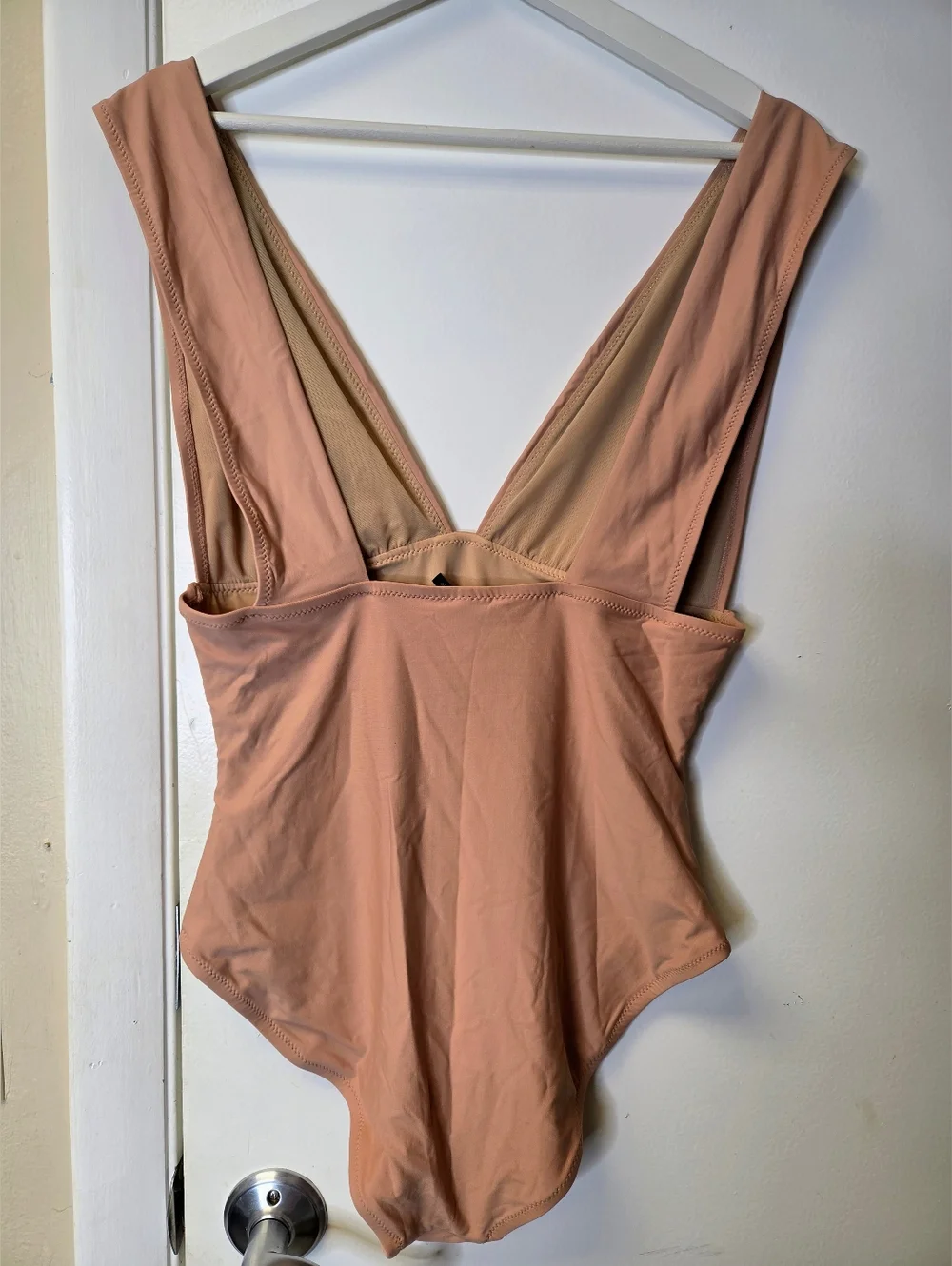 J. Crew Plunge V-Neck One-Piece Swimsuit - Nude Peach - Size 14